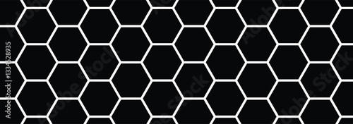 Abstract seamless black double outline hexagon pattern vector. Geometric digital technology polygon science vintage square mosaic and web cover business texture. Honeycomb pattern background texture. 