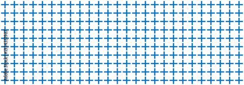 Plus signs blue pattern seamless. Seamless grid pattern. Abstract geometric texture with faded blue and white rectangle prints. Cross seamless pattern. Vector Illustration