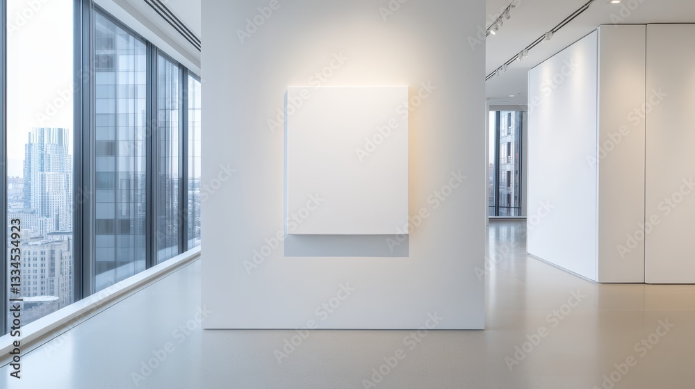 Bright and modern gallery space, spacious room with large windows, minimalist design, perfect for showcasing art. Bright and modern gallery space, spacious room with large windows, minimalist design, perfect for showcasing art.
