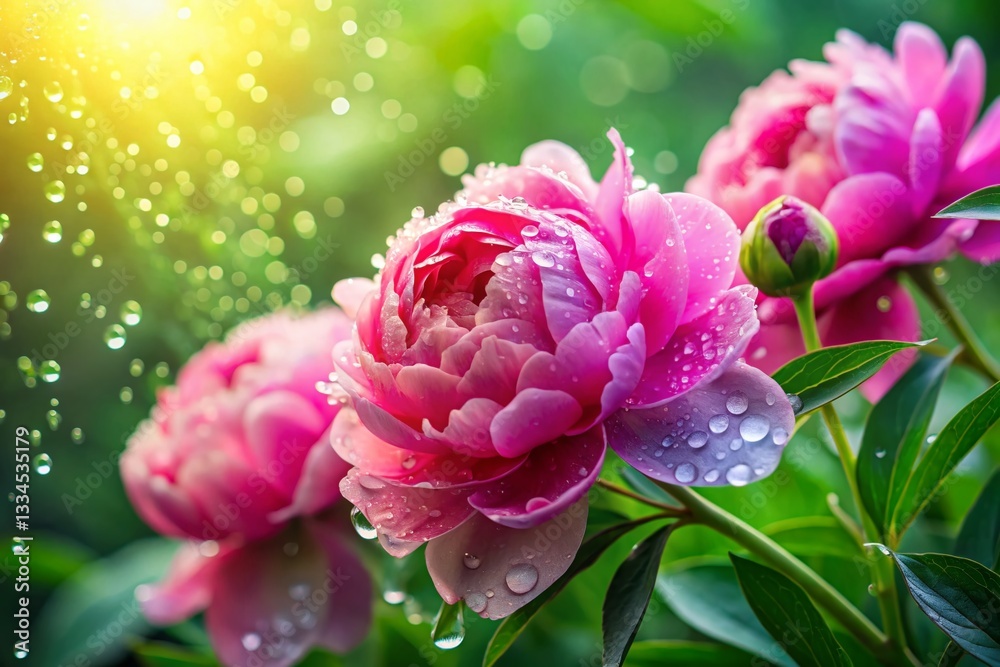Macro Spring Peonies Drenched in Rain - Vibrant Floral Photography Macro Spring Peonies Drenched in Rain - Vibrant Floral Photography