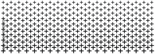 Seamless cross patterned texture for backgrounds. Black and white greek cross pattern background. horizontal black halftone of cross and plus design for pattern texture. Plus sign abstract background.