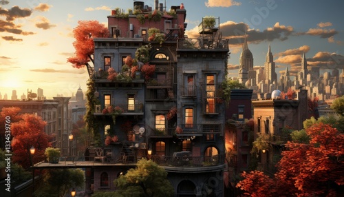 A scene depicting the effects of urban gentrification