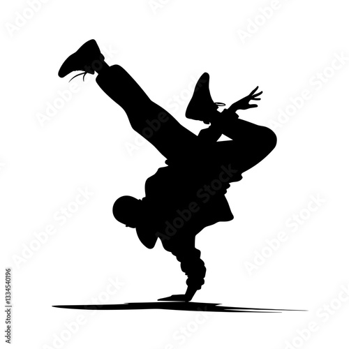 Breakdancer performing a one-handed handstand