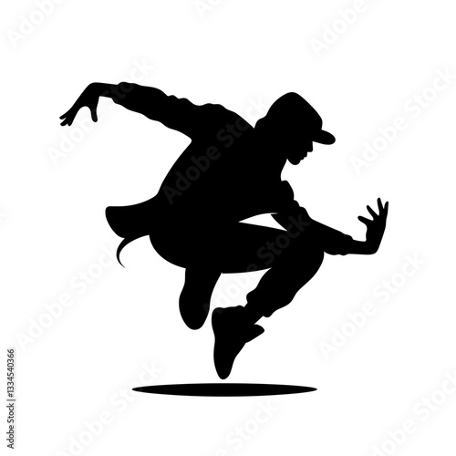 Urban hip-hop dancer in mid-air freestyle