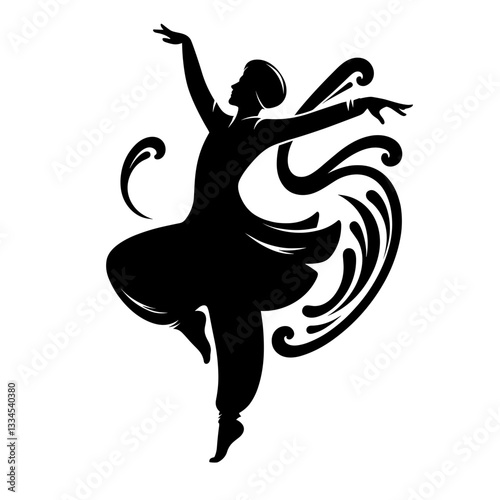 Traditional folk dancer in flowing motion