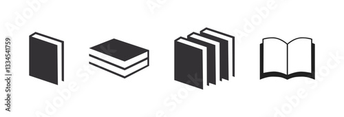 Book icon set. open book icon vector. ebook icon. Books icon set isolated on transparent background. Literature book icons collection. Textbook icons