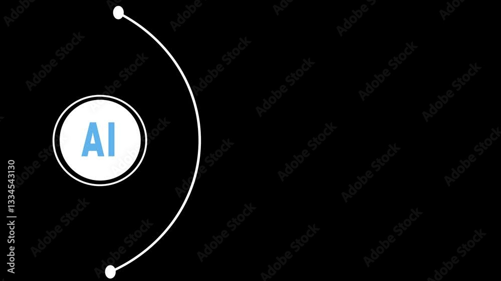 AI Technology Infographic Digital Network Icons futuristic AI infographic connected digital icons internet search networking microchips black background for tech AI data visualization themes