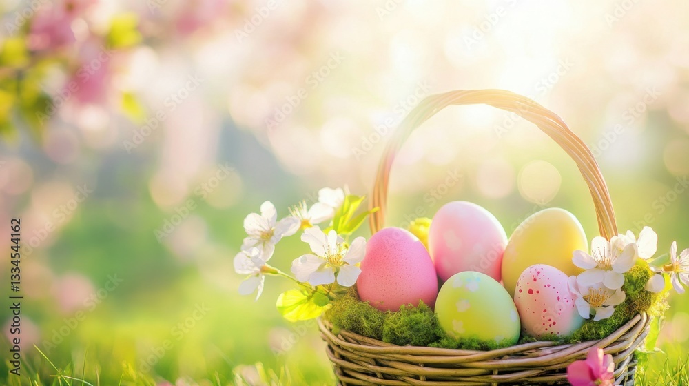 Pastel Easter eggs with spring flowers, a festive celebration of renewal and joy. Pastel Easter eggs with spring flowers, a festive celebration of renewal and joy.