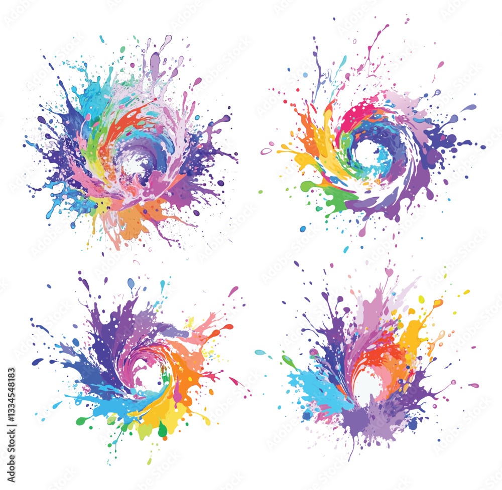 Splash water full colors vector file, swirl style