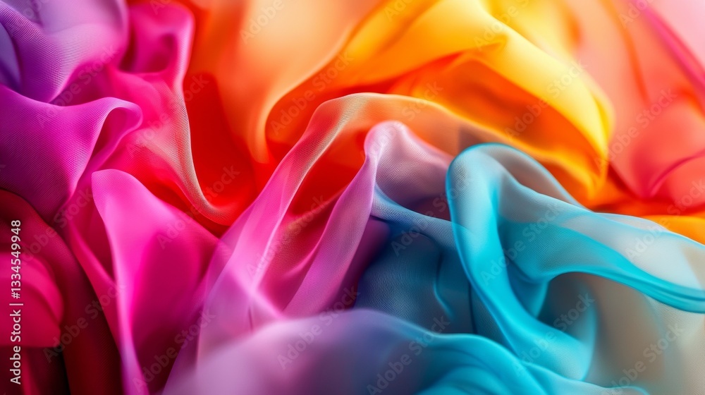Obraz premium Vibrant silk fabric flowing in colorful waves