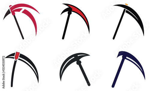 Vector Illustration Set of Colorful Scythes