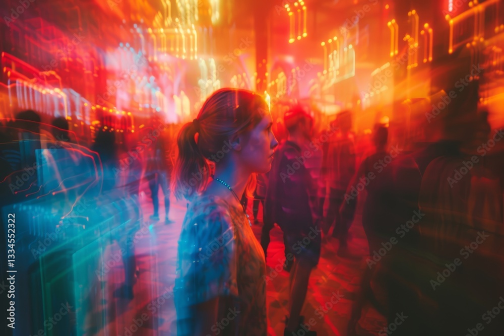 Fototapeta premium Lively Festival Event with Party Atmosphere and Blurred Crowd Motion