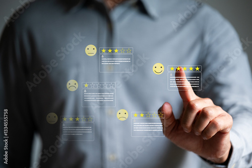 Wallpaper Mural Business man evaluate one star rating on benifit revenue growth floating on screen Torontodigital.ca