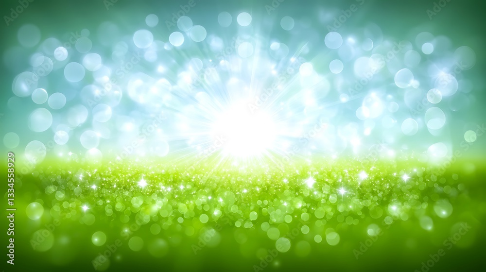 Ethereal Glade Sparkle Background with Bokeh and Bright Sunbursts Ethereal Glade Sparkle Background with Bokeh and Bright Sunbursts