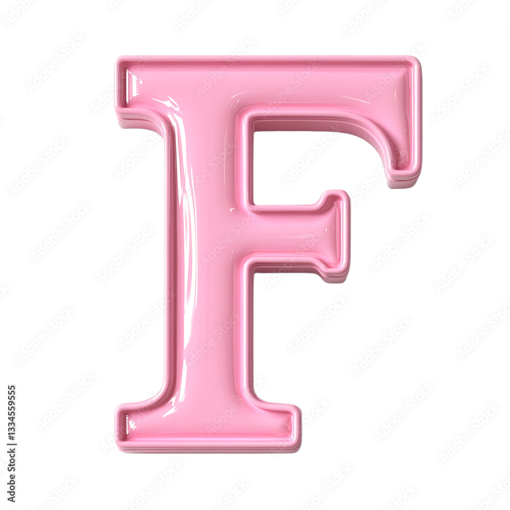 3d shiny pink letter f.