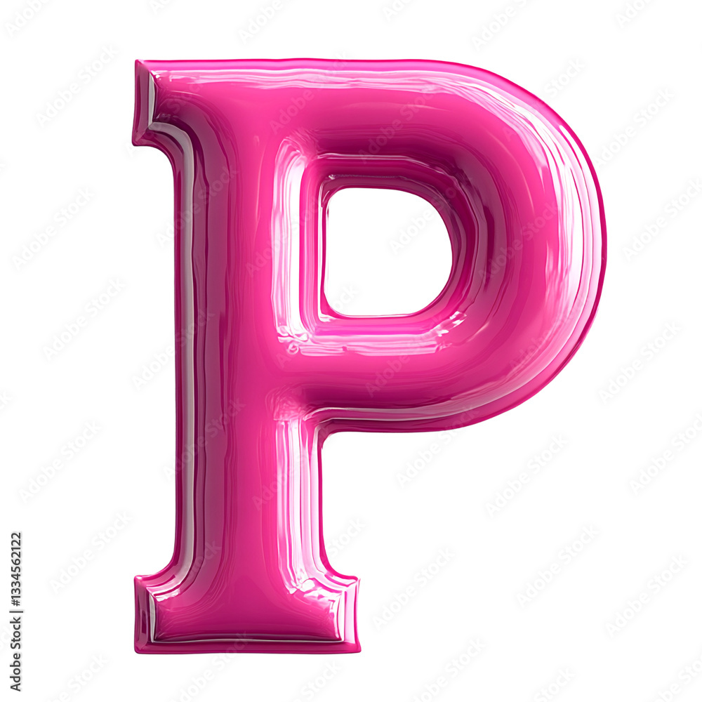 The letter P written in pink bubble letters. The letter P written in pink bubble letters.