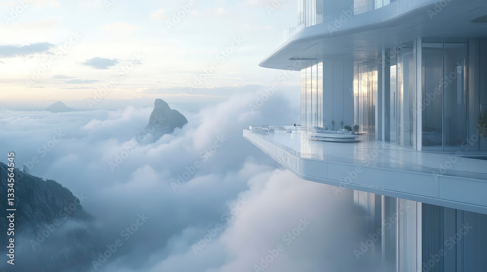 Fototapeta premium Luxurious Cloudtop Penthouse with Breathtaking Mountain Views