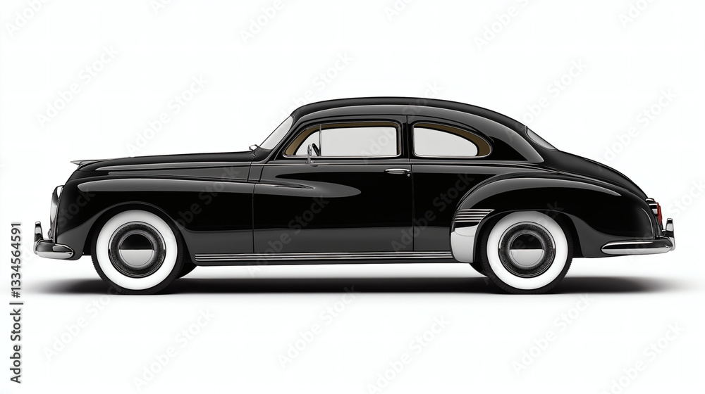Fototapeta premium Classic Black Vintage Car Timeless Elegance in Motion