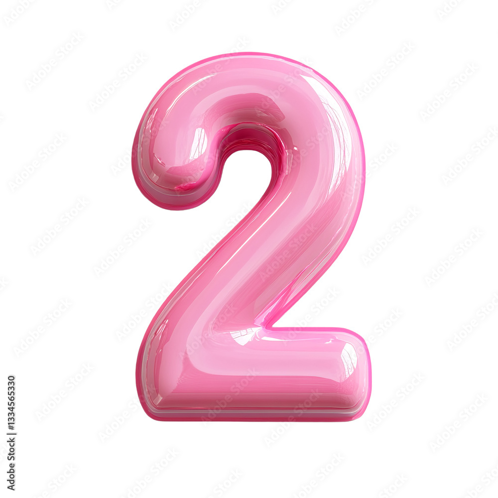 The image shows a pink number two against a white background. The image shows a pink number two against a white background.