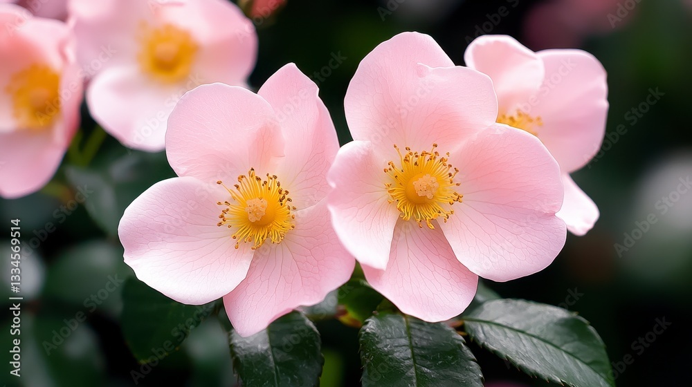 Three Light Pink Roses with Dew Drops Close Up Three Light Pink Roses with Dew Drops Close Up
