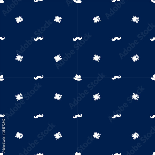 Festive vector pattern for Father's Day with male attributes. Mustache or bow tie. Simple, elegant texture for printing, wrapping paper, greeting cards, invitations