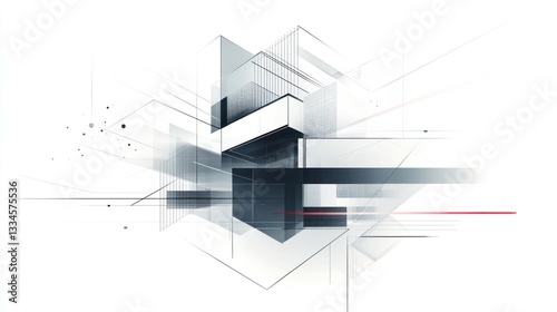 Fototapeta Naklejka Na Ścianę i Meble -  Abstract futuristic architecture design, city background, 3D model, digital art, website banner