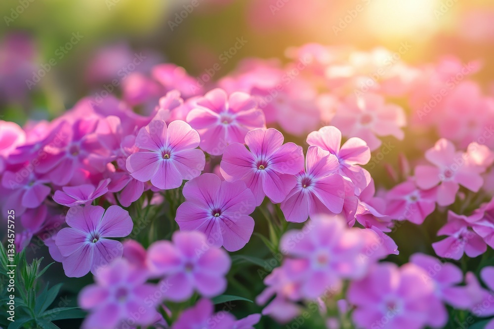 Pink Phlox Flowers in Sunlight Garden Bloom Nature Beauty Pink Phlox Flowers in Sunlight Garden Bloom Nature Beauty