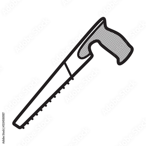 hand saw, black and white vector, simple line art