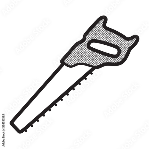 hand saw, black and white, simple vector