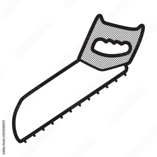 large hand saw, black and white, simple vector