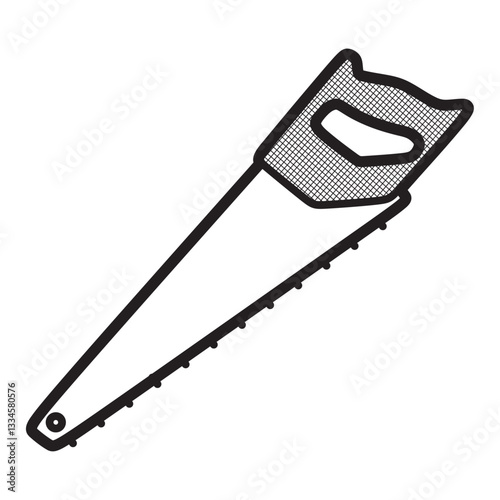 long hand saw, black and white, simple vector