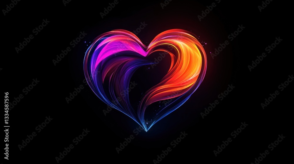 Abstract fiery heart, dark background, vibrant love design, Valentine's Day Abstract fiery heart, dark background, vibrant love design, Valentine's Day