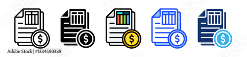Balance Sheet Icon Set With Multiple Style Collection