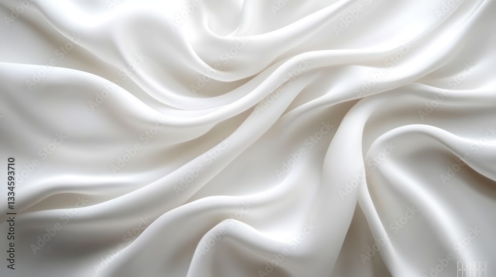 Elegant Soft White Silk Fabric Close-Up With Smooth Folds And Texture Elegant Soft White Silk Fabric Close-Up With Smooth Folds And Texture