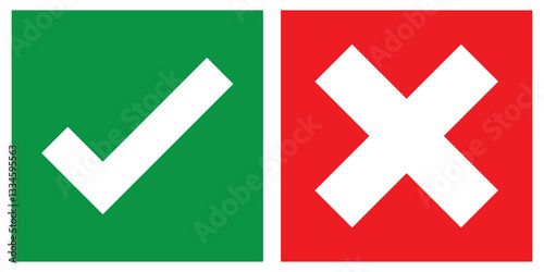 Check mark and cross icon set. Vector design with editable line thickness. 1176