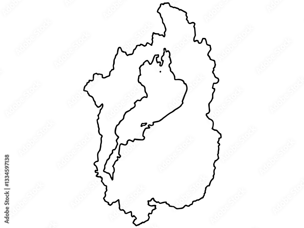 Obraz premium 少しゆるい白い滋賀県地図 近畿 西日本