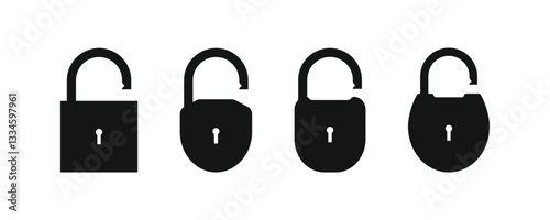 Lock icon set. Padlock open and closed. Locked and unlocked icon. Security symbol. Vector illustration.