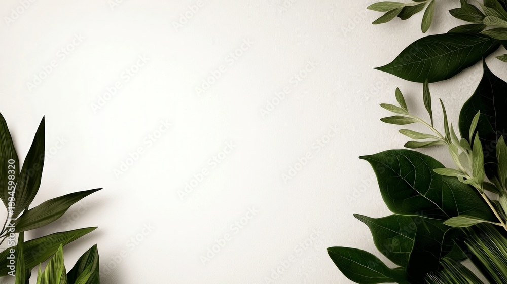 Naklejka premium Lush Green Foliage Border Spring Nature Background Eco Design