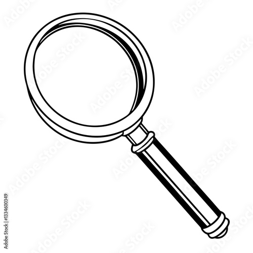 Simple black and white illustration of a magnifying glass symbolizing search and exploration
