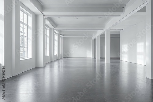 Empty bright and modern interior of an open plan space
