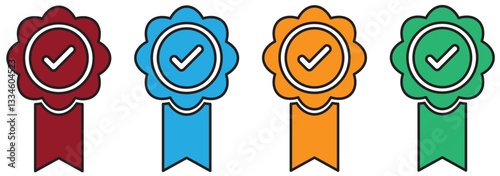 certificate icon Vector flat thin line illustration