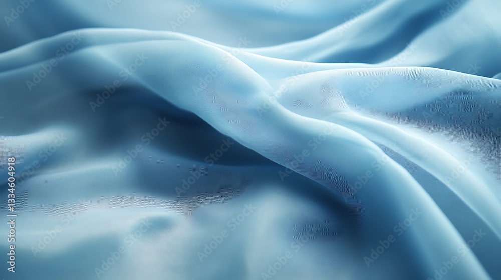 Obraz premium Soft, light blue fabric with gentle folds and waves.