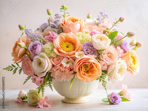 Pastel Sun-Kissed Floral Bouquet: Delicate Spring Flowers in Soft Hues
