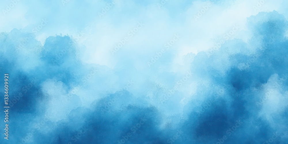 Obraz premium Soft Blue Watercolor Abstract Background Dreamy Cloudy Sky Art