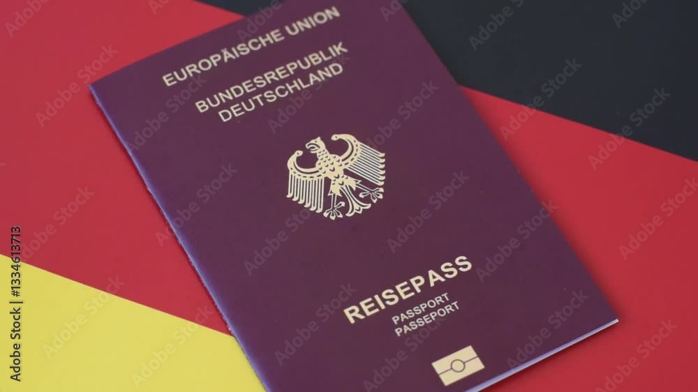 German citizen passport against the black textured background as a wallpaper for your design German citizen passport against the black textured background as a wallpaper for your design
