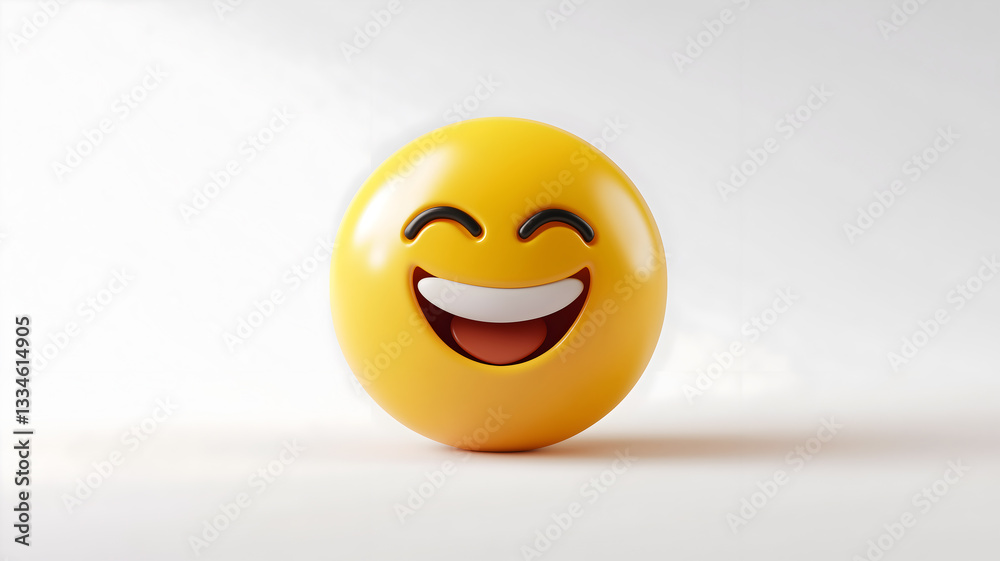A yellow smiley face with a big grin. The face is smiling and has a happy expression A yellow smiley face with a big grin. The face is smiling and has a happy expression