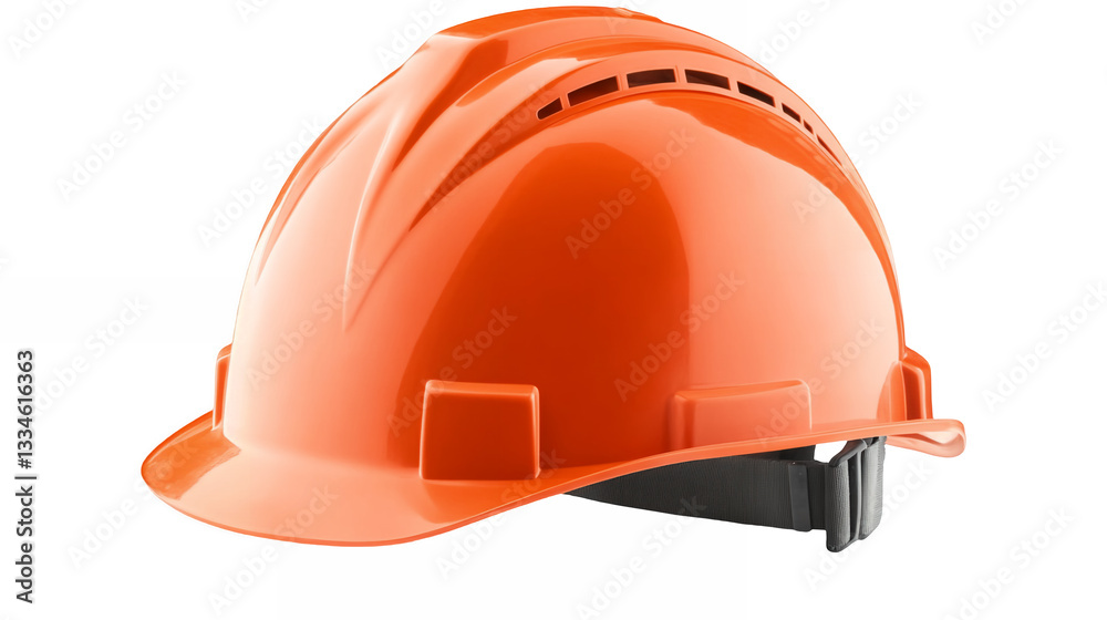 A hard hat with a matte finish and adjustable strap isolated on a transparent background A hard hat with a matte finish and adjustable strap isolated on a transparent background