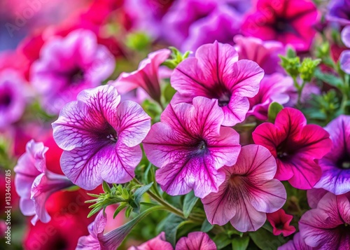 Pink Geranium & Petunia Flower Closeup: Vibrant Floral Background for Spring & Summer Designs