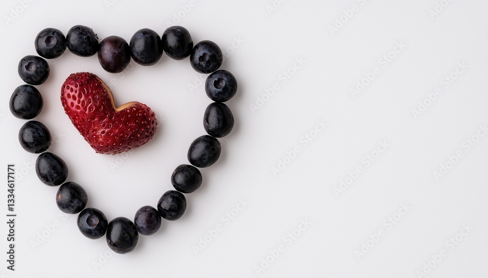 A heart-shaped arrangement of berries, symbolizing love and healthy choices. A heart-shaped arrangement of berries, symbolizing love and healthy choices.