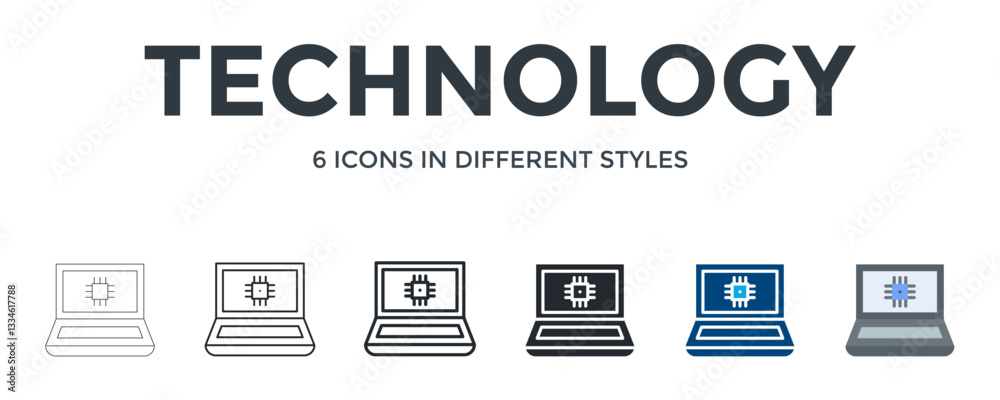 Technology Icon In Different Style Vector Illustration. Designed In Thin Line, Regular Line, Bold Line, Glyph, Color Fill, And Flat Style Can Be Used For Web Technology Icon In Different Style Vector Illustration. Designed In Thin Line, Regular Line, Bold Line, Glyph, Color Fill, And Flat Style Can Be Used For Web